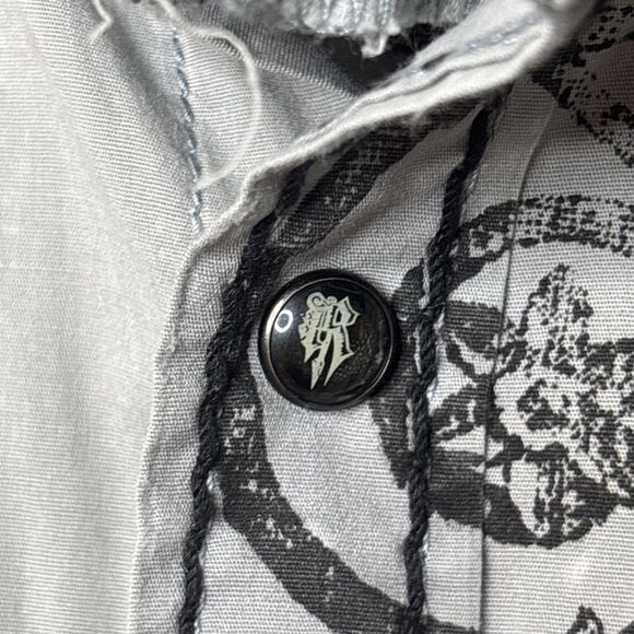 Roar 3XL Button Front Shirt Tribal Embroidered Graphic Western Style Black Gray - Picture 9 of 10